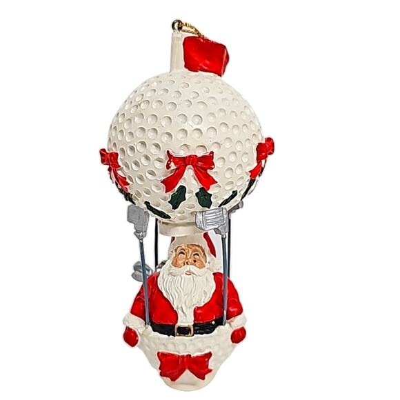 Unbranded Santa in Golf Ball Hot Air Balloon w/Golf Club Holding it Together 4" - Picture 1 of 6
